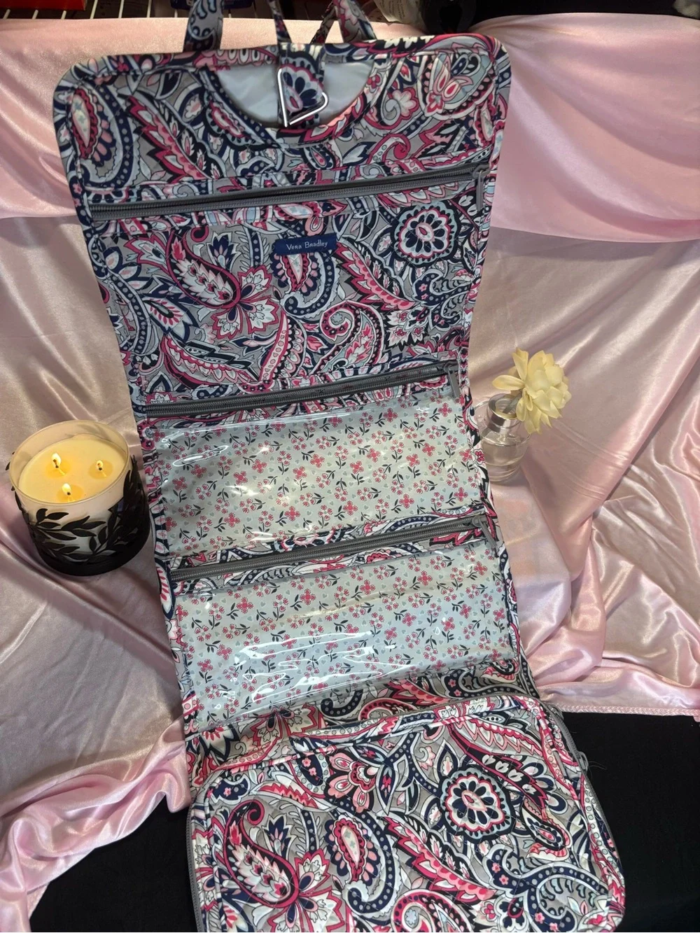 Vera Bradley Quilted Laptop Bag in Pink and Navy Paisley